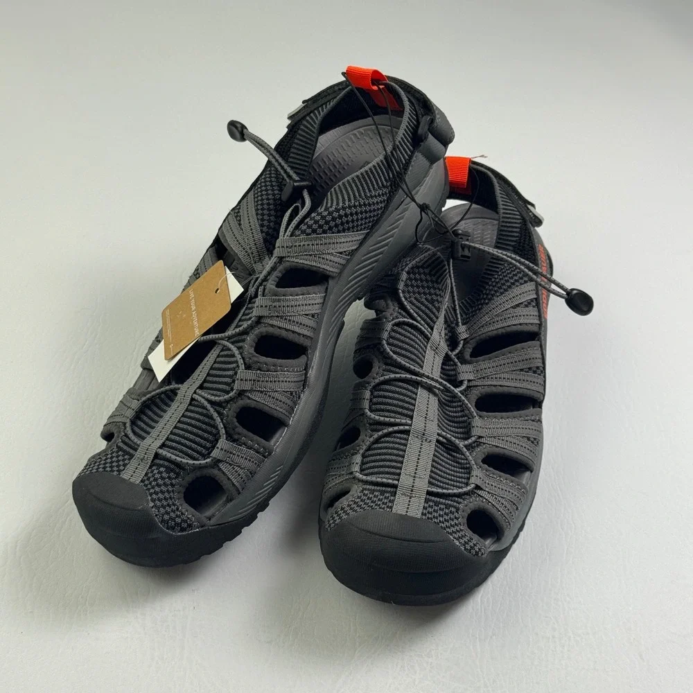 Eddie Bauer Cedar Mens Grey Orange Hiking Sandals Water Shoes Size 13 NEW
